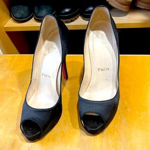 Christian Louboutin Black Satin Pumps